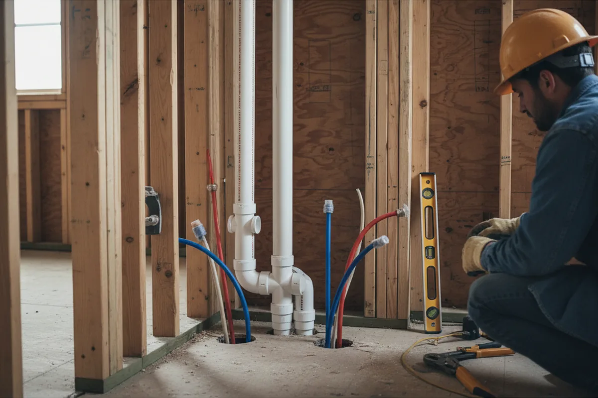 Drain and supply rough-in during Drain Cleaning in Higganum