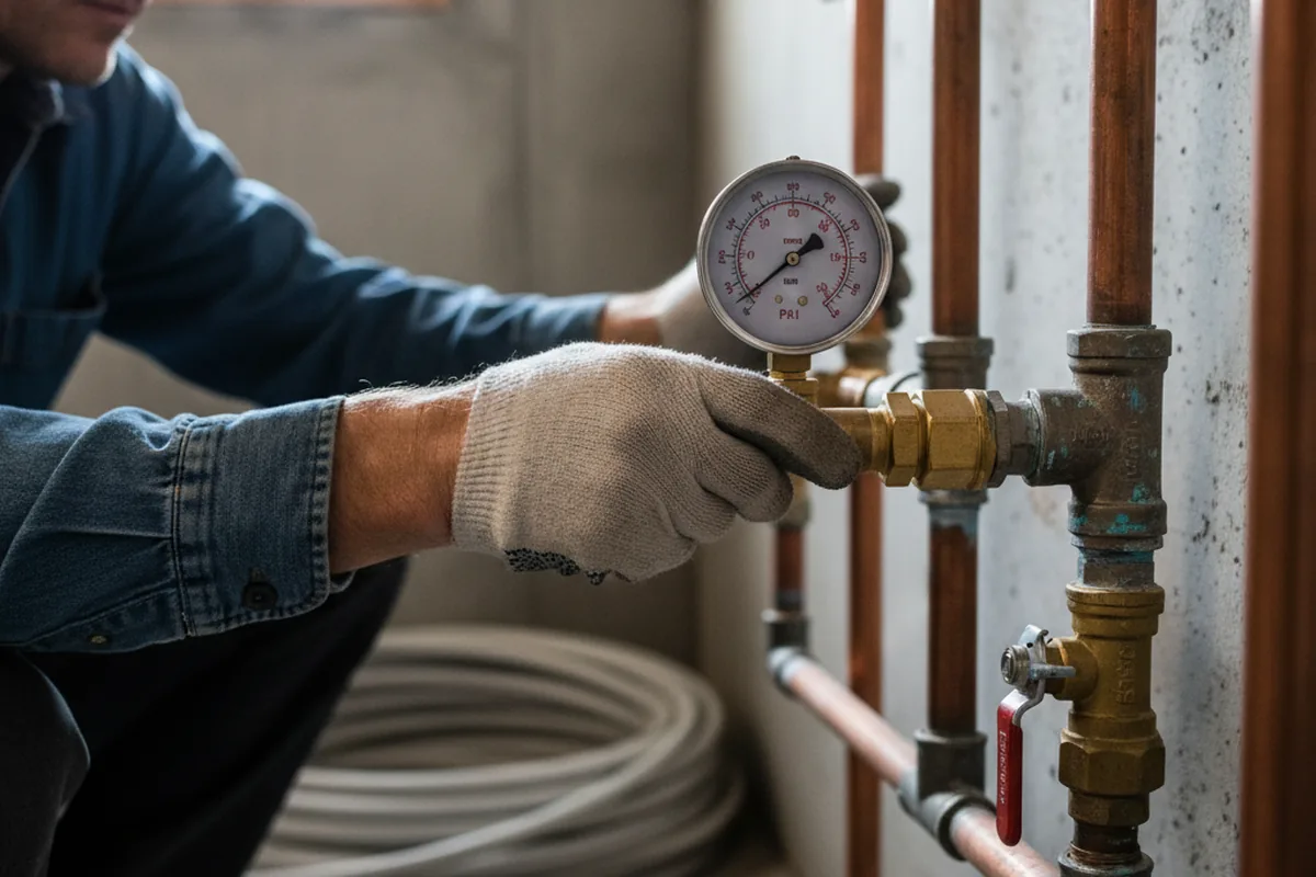 Pressure testing a repaired line during Water Line Repair in Higganum